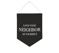 Yelolyio Bannière en toile « Love Your Neighbor As Yourself » - À suspendre au mur - Décoration murale pour salon, chambre à coucher, bureau, cadeaux de vacances - 25,4 x 30,5 cm