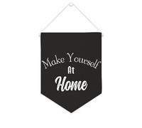 Yelolyio Bannière en toile « Make Yourself At Home » à suspendre au mur - Décoration murale pour salon, chambre à coucher, bureau, cadeaux de vacances - 25,4 x 30,5 cm