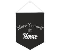 Yelolyio Bannière en toile « Make Yourself At Home » à suspendre au mur - Décoration murale pour salon, chambre à coucher, bureau, cadeaux de vacances - 30,5 x 40,6 cm