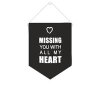 Yelolyio Bannière en toile Missing You with All My Heart - 25,4 x 30,5 cm - À suspendre au mur - Décoration murale pour chambre à coucher, chambre d'enfant, décoration d'intérieur