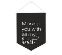 Yelolyio Bannière en toile Missing You with All My Heart - 30,5 x 40,6 cm - À suspendre au mur - Décoration murale pour chambre à coucher, chambre d'enfant, décoration d'intérieur