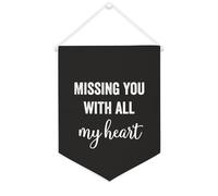 Yelolyio Bannière en toile Missing You with All My Heart - 30,5 x 40,6 cm - À suspendre au mur - Décoration murale pour chambre à coucher, chambre d'enfant, décoration d'intérieur