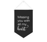 Yelolyio Bannière en toile Missing You with All My Heart - À suspendre au mur - Pour salon, chambre à coucher, bureau, cadeaux de vacances - 25,4 x 38,1 cm