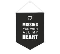 Yelolyio Bannière en toile Missing You with All My Heart - À suspendre au mur - Pour salon, chambre à coucher, bureau, cadeaux de vacances - 30,5 x 40,6 cm