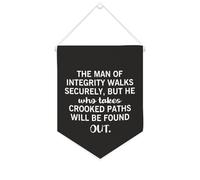 Yelolyio Bannière en toile « The Man of Integrity Walks Securely » - À suspendre au mur - Décoration murale - Œuvre d'art pour salon, chambre à coucher, bureau, cadeaux de vacances - 25,4 x 30,5 cm