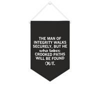 Yelolyio Bannière en toile « The Man of Integrity Walks Securely » - À suspendre au mur - Décoration murale - Œuvre d'art pour salon, chambre à coucher, bureau, cadeaux de vacances - 25,4 x 38,1 cm