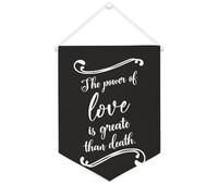 Yelolyio Bannière en toile « The Power of Love Is Greater Than Death » à suspendre au mur - Décoration murale pour salon, chambre à coucher, bureau, cadeaux de vacances - 30,5 x 40,6 cm