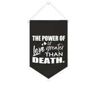 Yelolyio Bannière en toile « The Power of Love Is Greater Than Death » à suspendre au mur - Décoration murale pour salon, chambre à coucher, bureau, cadeaux de vacances - 25,4 x 38,1 cm