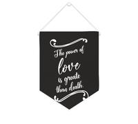 Yelolyio Bannière en toile « The Power of Love Is Greater Than Death » à suspendre au mur - Décoration murale pour salon, chambre à coucher, bureau, cadeaux de vacances - 25,4 x 30,5 cm