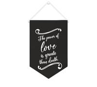 Yelolyio Bannière en toile « The Power of Love Is Greater Than Death » à suspendre au mur - Décoration murale pour salon, chambre à coucher, bureau, cadeaux de vacances - 25,4 x 38,1 cm