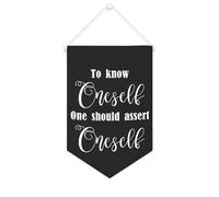 Yelolyio Bannière en toile « To Know Oneself, One Should Assert Oneself » - 25,4 x 38,1 cm - Décoration murale pour chambre à coucher, chambre d'enfant, décoration d'intérieur
