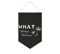 Yelolyio Bannière en toile « What We Think, We Become » - À suspendre au mur - Décoration murale pour salon, chambre à coucher, bureau, cadeaux de vacances - 25,4 x 38,1 cm