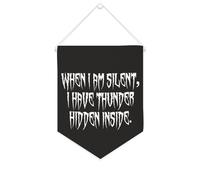 Yelolyio Bannière en toile « When I Am Silent, I Have Thunder Hidden Inside » - À suspendre au mur - Décoration murale pour salon, chambre à coucher, bureau, cadeaux de vacances - 25,4 x 30,5 cm