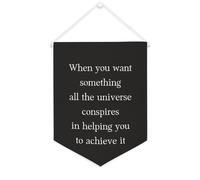 Yelolyio Bannière en toile « When You Want Something All The Universe » - 30,5 x 40,6 cm - À suspendre au mur - Décoration murale pour chambre à coucher, chambre d'enfant, décoration d'intérieur