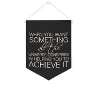 Yelolyio Bannière en toile « When You Want Something All The Universe Conspires in Canvas » - 30,5 x 40,6 cm - Décoration murale pour chambre à coucher, chambre d'enfant, décoration d'intérieur