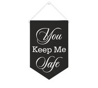 Yelolyio Bannière en toile « You Keep Me Safe » à suspendre au mur - Décoration murale pour salon, chambre à coucher, bureau, cadeaux de vacances - 25,4 x 38,1 cm