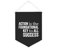 Yelolyio Bannière murale en toile avec citation inspirante « Action Is The Foundational Key to All Success » - Décoration murale de maison ou de bureau - 30,5 x 40,6 cm - Cadeau de pendaison de