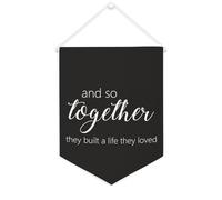 Yelolyio Bannière murale en toile avec citation inspirante « And So Together They Built A Life They Loved » - Décoration murale pour la maison et le bureau - 30,5 x 40,6 cm - Cadeau de pendaison de