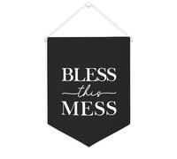 Yelolyio Bannière murale en toile avec citation inspirante « Bless This Mess » - Décoration murale - 30,5 x 40,6 cm - Cadeau de pendaison de crémaillère