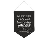 Yelolyio Bannière murale en toile avec citation inspirante « But Grow in The Grace And Knowledge of Our Lord And Savior Jesus Christ » - Décoration murale pour la maison et le bureau - 25,4 x 30,5 cm