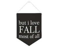 Yelolyio Bannière murale en toile avec citation inspirante « But I Love Fall Most of All » - Décoration murale - 25,4 x 30,5 cm - Cadeau de pendaison de crémaillère
