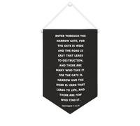 Yelolyio Bannière murale en toile avec citation inspirante « Enter through the Narrow Gate » - Décoration murale - 25,4 x 38,1 cm - Cadeau de pendaison de crémaillère
