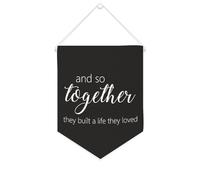 Yelolyio Bannière murale en toile avec citation inspirante et inscription « And So Together They Built A Life They Loved » - Décoration murale - 25,4 x 30,5 cm - Cadeau de pendaison de crémaillère
