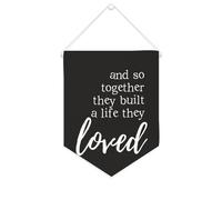 Yelolyio Bannière murale en toile avec citation inspirante et inscription « And So Together They Built A Life They Loved » - Décoration murale - 25,4 x 30,5 cm - Cadeau de pendaison de crémaillère
