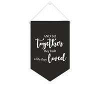 Yelolyio Bannière murale en toile avec citation inspirante et inscription « And So Together They Built A Life They Loved » - Décoration murale - 25,4 x 38,1 cm - Cadeau de pendaison de crémaillère