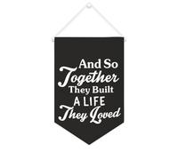 Yelolyio Bannière murale en toile avec citation inspirante et inscription « And So Together They Built A Life They Loved » - Décoration murale - 25,4 x 38,1 cm - Cadeau de pendaison de crémaillère