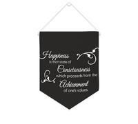 Yelolyio Bannière murale en toile avec citation inspirante « Happiness Is That State of Consciousness » - Décoration murale - 25,4 x 30,5 cm - Cadeau de pendaison de crémaillère