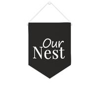 Yelolyio Bannière murale en toile avec citation inspirante « Our Nest » - Décoration murale - 25,4 x 30,5 cm - Cadeau de pendaison de crémaillère