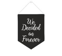 Yelolyio Bannière murale en toile avec citation inspirante « We Decided on Forever » - Décoration murale pour la maison et le bureau - 25,4 x 30,5 cm - Cadeau de pendaison de crémaillère