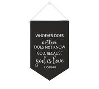 Yelolyio Bannière murale en toile avec citation inspirante « Whoever Does Not Love Does Not Know God » - Décoration murale - 25,4 x 38,1 cm - Cadeau de pendaison de crémaillère