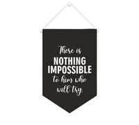 Yelolyio Bannière murale inspirante « There Is Nothing Impossible to Him Who Will Try » à suspendre au mur - Œuvre d'art décorative pour salon, chambre à coucher, bureau, cadeaux de vacances - 25,4 x