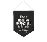 Yelolyio Bannière murale inspirante « There Is Nothing Impossible to Him Who Will Try » à suspendre au mur - Œuvre d'art décorative pour salon, chambre à coucher, bureau, cadeaux de vacances - 25,4 x