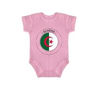 Yelolyio Body à manches courtes avec drapeau de l'Algérie - Body une pièce - Pour bébé garçon et fille - Unisexe, Rose - Drapeau Algérie, 18 mois