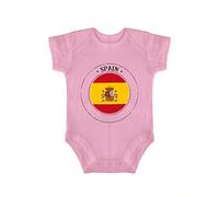 Yelolyio Body à manches courtes avec drapeau de l'Espagne, Rose - Drapeau Espagne, 6 mois