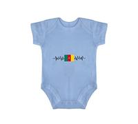 Yelolyio Body à manches courtes avec drapeau du Cameroun Heartbeat EKG ECG - Cameroon Pride - Unisexe, Drapeau du Cameroun - Bleu - Battement de cœur - ECG, 9 mois