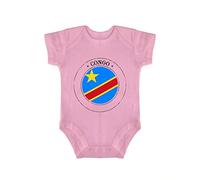 Yelolyio Body à manches courtes Congo Country Pride avec drapeau du Congo et sceau du Congo pour bébé, Drapeau du Congo Rose, 18 mois