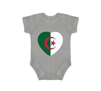 Yelolyio Body en coton avec drapeau de l'Algérie pour bébé, grenouillère une pièce pour bébé, noir, 3 mois, gris, 6 mois