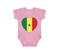 Yelolyio Body en forme de cœur avec drapeau du Sénégal, body une pièce fierté du Sénégal pour bébé garçon et fille - Unisexe - Manches courtes, Rose - Drapeau du Sénégal en forme de cœur, 3 mois