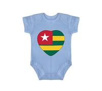 Yelolyio Body en forme de cœur Togo Pride une pièce pour bébé garçon et fille - Unisexe, Drapeau togo bleu en forme de cœur, 6 mois