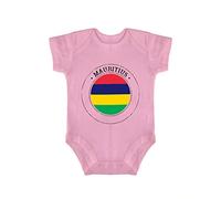 Yelolyio Body une pièce avec drapeau de l'île Maurice - Maurice Pride - Unisexe - Manches courtes, Drapeau de l'île Maurice rose, 18 mois