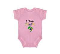 Yelolyio Body une pièce avec drapeau du Brésil I Choose Peace, body une pièce Brazil Pride pour bébé garçon et fille, body unisexe à manches courtes, Drapeau du Brésil rose I Choose Peace, 3 mois