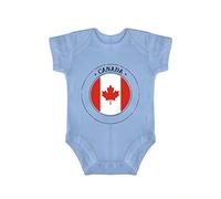 Yelolyio Body une pièce avec drapeau du Canada et phoque du Canada Pride - Unisexe - Manches courtes, Sceau du Canada Bleu, 18 mois