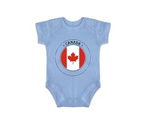 Yelolyio Body une pièce avec drapeau du Canada et phoque du Canada Pride - Unisexe - Manches courtes, Sceau du Canada Bleu, 18 mois