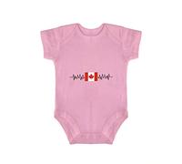 Yelolyio Body une pièce avec drapeau du Canada Heartbeat EKG ECG, body une pièce Canada Pride pour bébé garçon et fille, gilet unisexe à manches courtes, EKG ECG Drapeau du Canada Rose, 18 mois