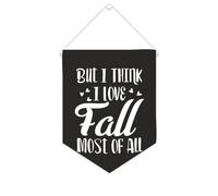 Yelolyio But I Think I Love Fall Most of All Bannière en toile 25,4 x 30,5 cm à suspendre au mur de motivation Décoration murale pour chambre à coucher, chambre d'enfant, décoration d'intérieur