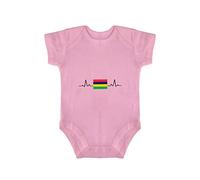 Yelolyio Combinaison à manches courtes avec drapeau de l'Ile Maurice - Unisexe - Pour bébé, Drapeau de l'île Maurice rose battement de cœur ECG, 3 mois